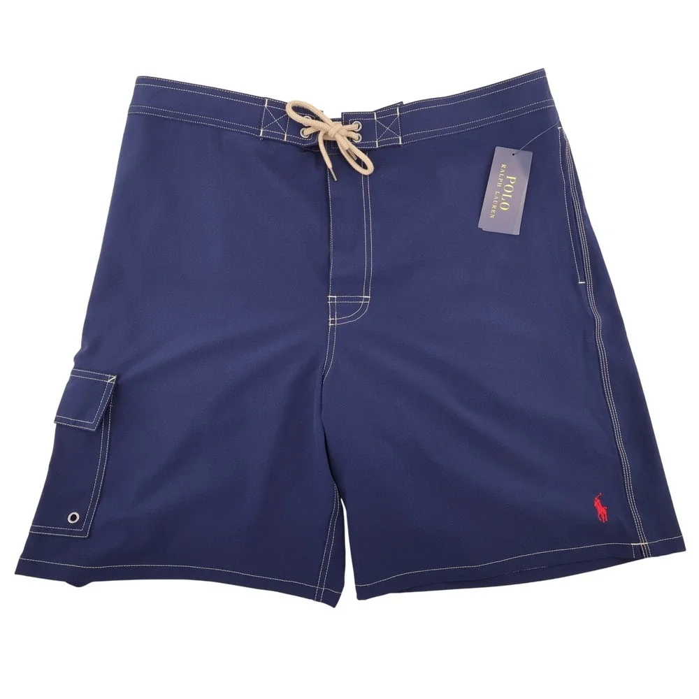 NEW Polo Ralph Lauren Core Replen Swim Trunks Mesh Liner Navy Blue Mens XXL